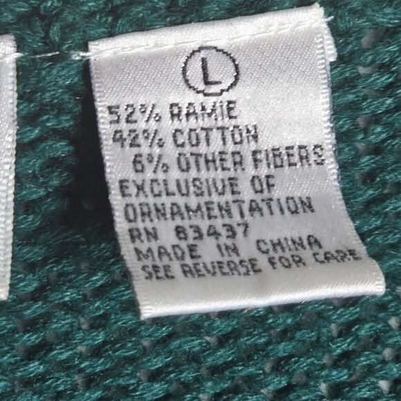 Vintage Holiday Cardigan Cute Sweater Embroidered Dark Green Women's Size Large - Picture 9 of 9